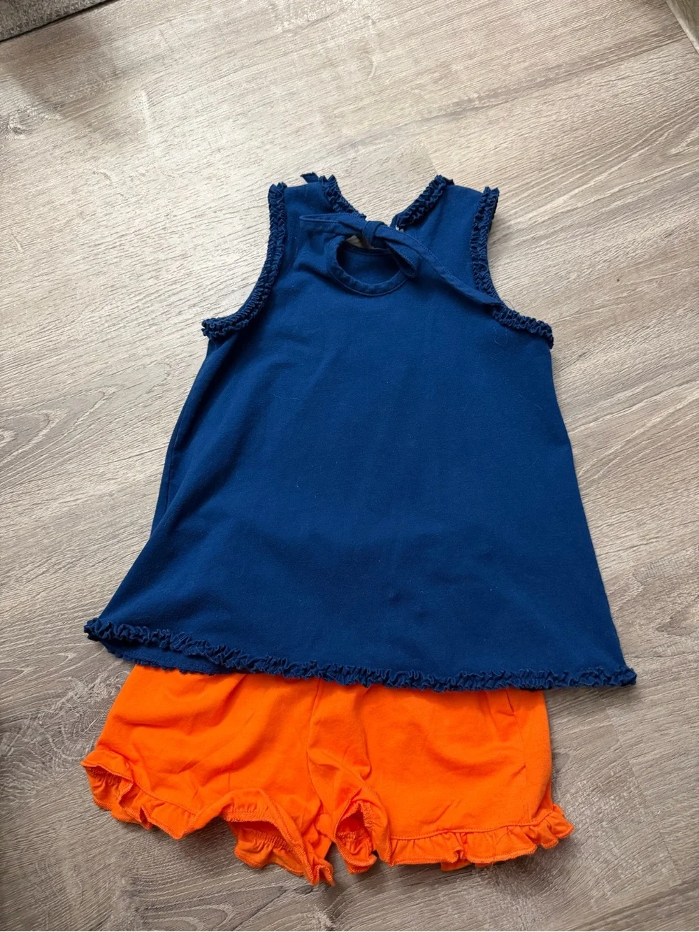 Kelly Kids Navy Seahorse Tank & Orange Ruffle Shorts Set